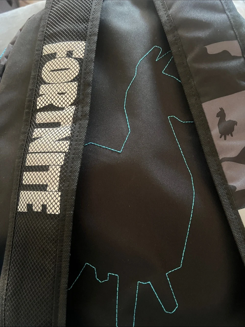 EUC Fortnite Black Camouflage Backpack with Blue Accents